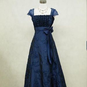 Cherlone satin dark blue rose long gown 20